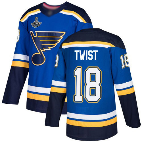 Blues #18 Tony Twist Blue Home Authentic Stanley Cup Final Bound Stitched Hockey Jersey