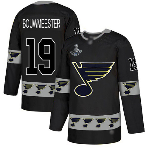 Blues #19 Jay Bouwmeester Black Authentic Team Logo Fashion Stanley Cup Champions Stitched Hockey Jersey