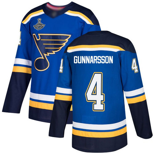 Blues #4 Carl Gunnarsson Blue Home Authentic Stanley Cup Champions Stitched Hockey Jersey