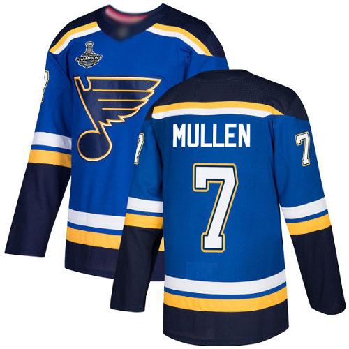 Blues #7 Joe Mullen Blue Home Authentic Stanley Cup Final Bound Stitched Hockey Jersey