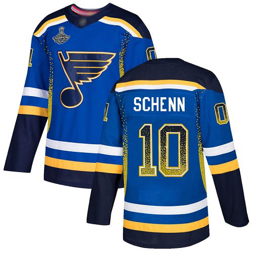 Blues #10 Brayden Schenn Blue Home Authentic Drift Fashion Stanley Cup Champions Stitched Hockey Jersey