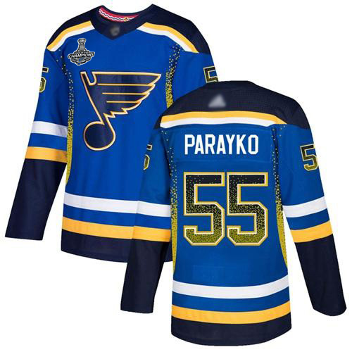 Blues #55 Colton Parayko Blue Home Authentic Drift Fashion Stanley Cup Champions Stitched Hockey Jersey