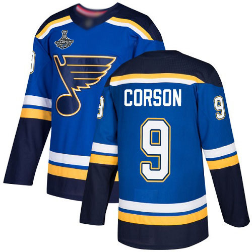 Blues #9 Shayne Corson Blue Home Authentic Stanley Cup Champions Stitched Hockey Jersey