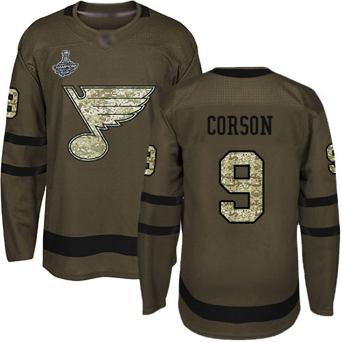 Blues #9 Shayne Corson Green Salute to Service Stanley Cup Final Bound Stitched Hockey Jersey
