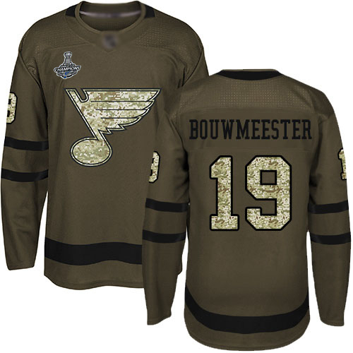 Blues #19 Jay Bouwmeester Green Salute to Service Stanley Cup Champions Stitched Hockey Jersey