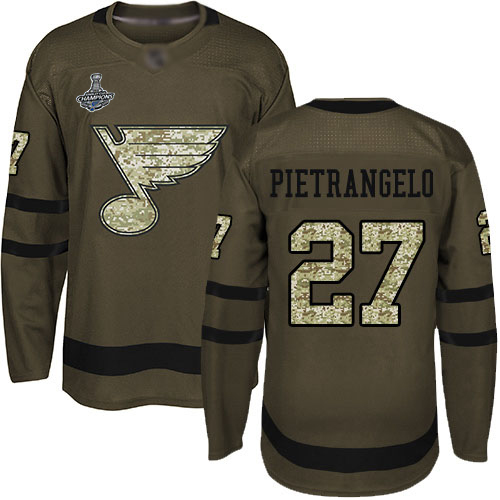 Blues #27 Alex Pietrangelo Green Salute to Service Stanley Cup Final Bound Stitched Hockey Jersey