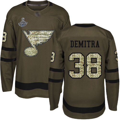 Blues #38 Pavol Demitra Green Salute to Service Stanley Cup Champions Stitched Hockey Jersey