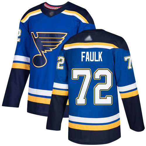 Blues #72 Justin Faulk Blue Home Authentic Stitched Hockey Jersey