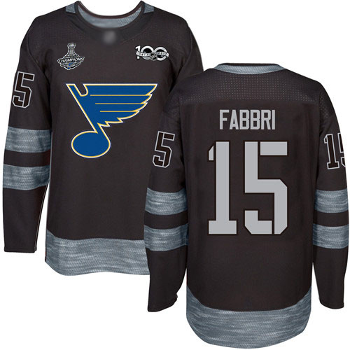 Blues #15 Robby Fabbri Black 1917-2017 100th Anniversary Stanley Cup Champions Stitched Hockey Jersey
