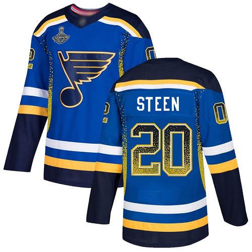 Blues #20 Alexander Steen Blue Home Authentic Drift Fashion Stanley Cup Champions Stitched Hockey Jersey