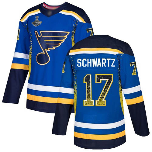 Blues #17 Jaden Schwartz Blue Home Authentic Drift Fashion Stanley Cup Champions Stitched Hockey Jersey