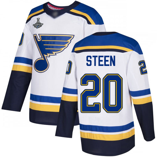 Blues #20 Alexander Steen White Road Authentic Stanley Cup Champions Stitched Hockey Jersey