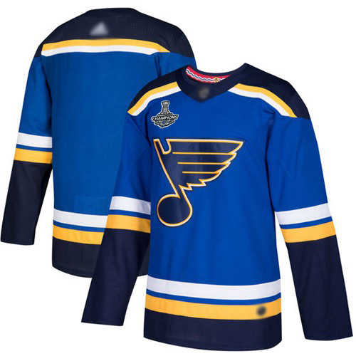 Blues Blank Blue Home Authentic Stanley Cup Champions Stitched Hockey Jersey