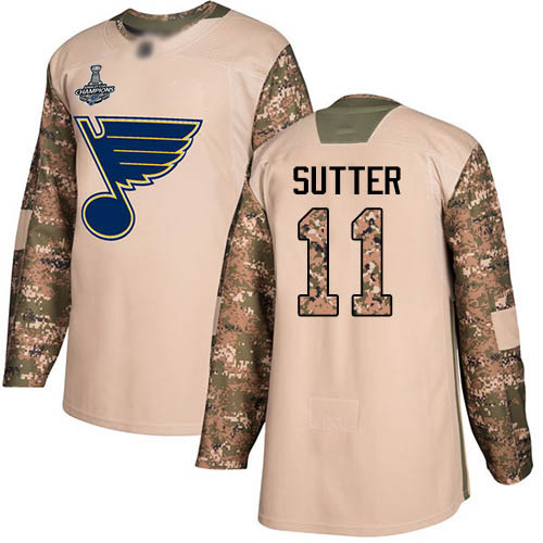 Blues #11 Brian Sutter Camo Authentic 2017 Veterans Day Stanley Cup Champions Stitched Hockey Jersey