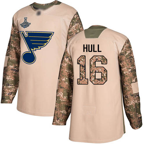 Blues #16 Brett Hull Camo Authentic 2017 Veterans Day Stanley Cup Final Bound Stitched Hockey Jersey