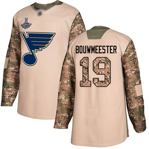 Blues #19 Jay Bouwmeester Camo Authentic 2017 Veterans Day Stanley Cup Final Bound Stitched Hockey Jersey