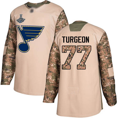 Blues #77 Pierre Turgeon Camo Authentic 2017 Veterans Day Stanley Cup Final Bound Stitched Hockey Jersey