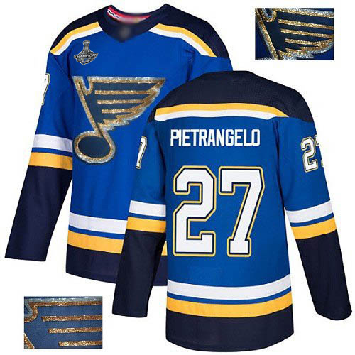 Blues #27 Alex Pietrangelo Blue Home Authentic Fashion Gold Stanley Cup Champions Stitched Hockey Jersey