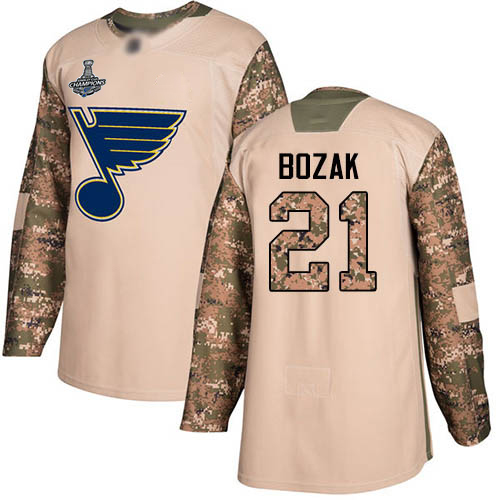 Blues #21 Tyler Bozak Camo Authentic 2017 Veterans Day Stanley Cup Final Bound Stitched Hockey Jersey