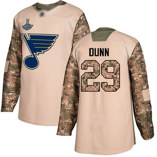 Blues #29 Vince Dunn Camo Authentic 2017 Veterans Day Stanley Cup Final Bound Stitched Hockey Jersey