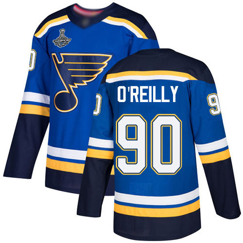 Blues #90 Ryan O'Reilly Blue Home Authentic Stanley Cup Final Bound Stitched Hockey Jersey