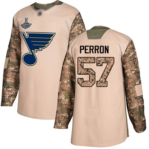 Blues #57 David Perron Camo Authentic 2017 Veterans Day Stanley Cup Final Bound Stitched Hockey Jersey