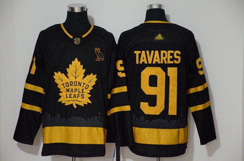 Maple Leafs #91 John Tavares Black City Edition Authentic Stitched Hockey Jersey
