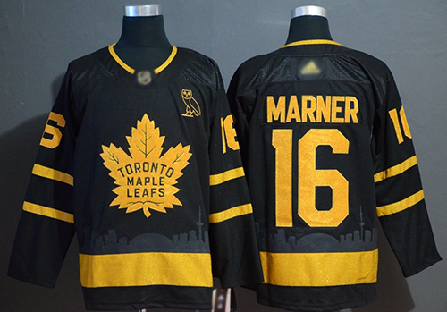Maple Leafs #16 Mitchell Marner Black Authentic Gold Champions Stitched Hockey Jersey