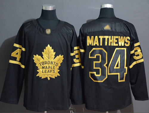 Maple Leafs #34 Auston Matthews Black/Gold Authentic Stitched Hockey Jersey