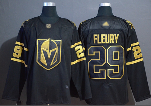 Golden Knights #29 Marc-Andre Fleury Black/Gold Authentic Stitched Hockey Jersey