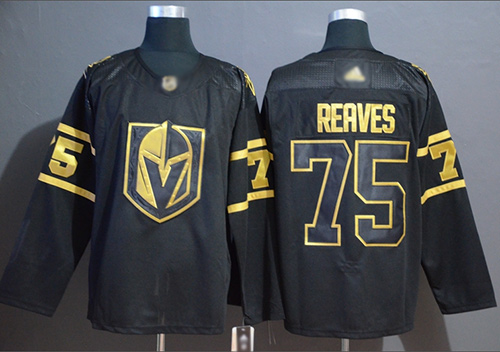 Golden Knights #75 Ryan Reaves Black/Gold Authentic Stitched Hockey Jersey