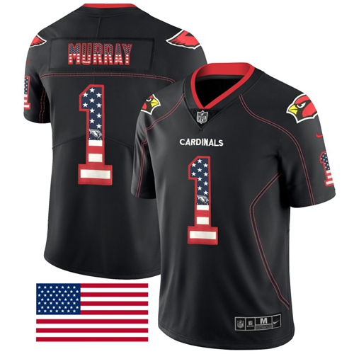Cardinals #1 Kyler Murray Black Men's Stitched Football Limited Rush USA Flag Jersey