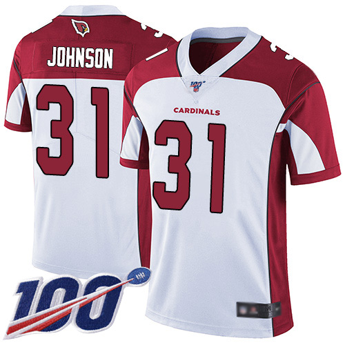 Cardinals #31 David Johnson White Men's Stitched Football 100th Season Vapor Limited Jersey