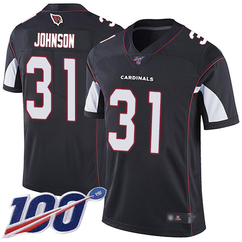 Cardinals #31 David Johnson Black Alternate Men's Stitched Football 100th Season Vapor Limited Jersey