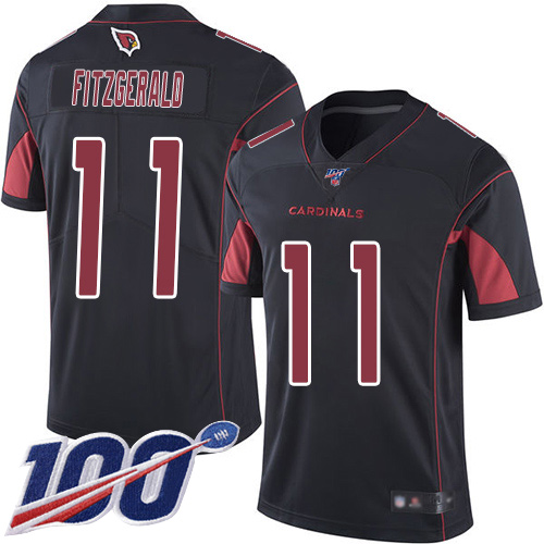 Cardinals #11 Larry Fitzgerald Black Men's Stitched Football Limited Rush 100th Season Jersey