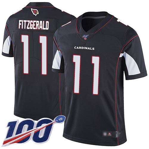 Cardinals #11 Larry Fitzgerald Black Alternate Men's Stitched Football 100th Season Vapor Limited Jersey