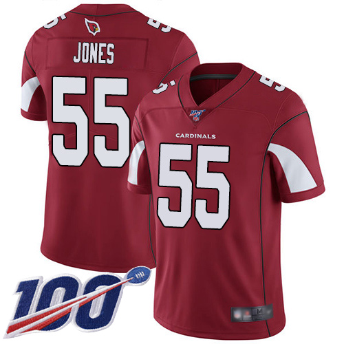 Cardinals #55 Chandler Jones Red Team Color Men's Stitched Football 100th Season Vapor Limited Jersey