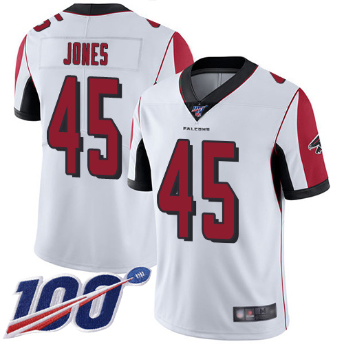 Falcons #45 Deion Jones White Men's Stitched Football 100th Season Vapor Limited Jersey