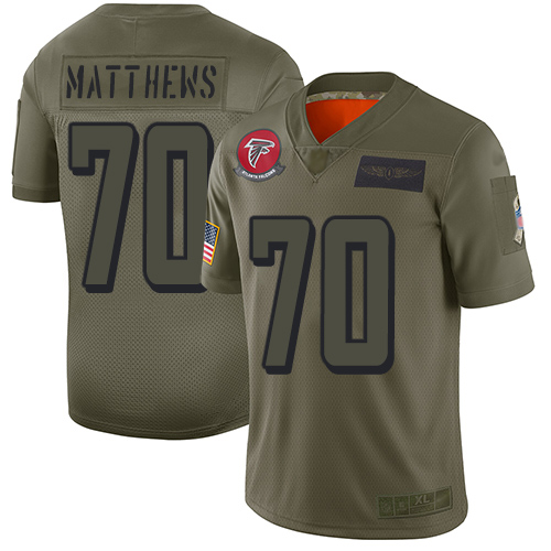 Falcons #70 Jake Matthews Camo Men's Stitched Football Limited 2019 Salute To Service Jersey