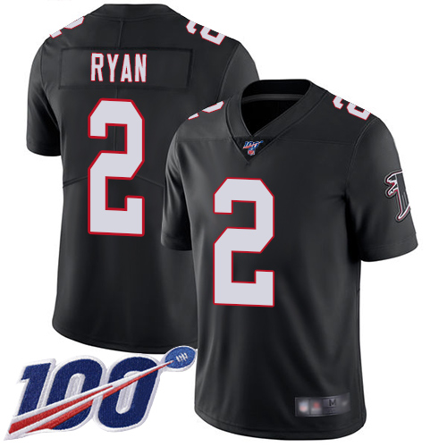 Falcons #2 Matt Ryan Black Alternate Men's Stitched Football 100th Season Vapor Limited Jersey Falcons #2 Matt Ryan Black Alternate Men's Stitched Football 100th Season Vapor Limited Jersey