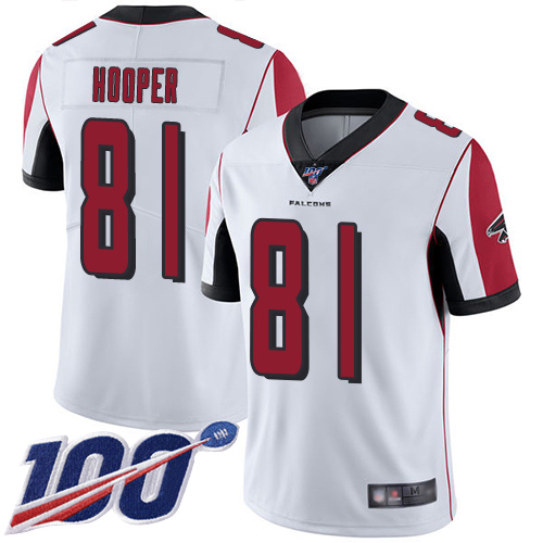 Falcons #81 Austin Hooper White Men's Stitched Football 100th Season Vapor Limited Jersey