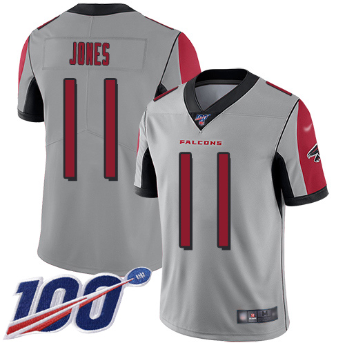 Falcons #11 Julio Jones Silver Men's Stitched Football Limited Inverted Legend 100th Season Jersey