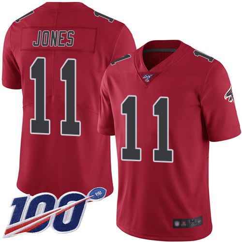 Falcons #11 Julio Jones Red Men's Stitched Football Limited Rush 100th Season Jersey