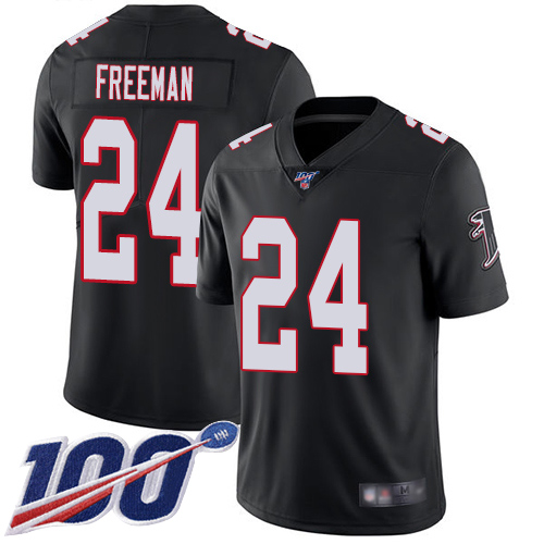 Falcons #24 Devonta Freeman Black Alternate Men's Stitched Football 100th Season Vapor Limited Jersey