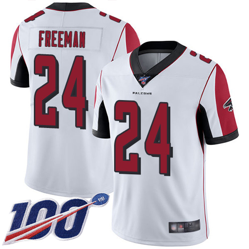 Falcons #24 Devonta Freeman White Men's Stitched Football 100th Season Vapor Limited Jersey