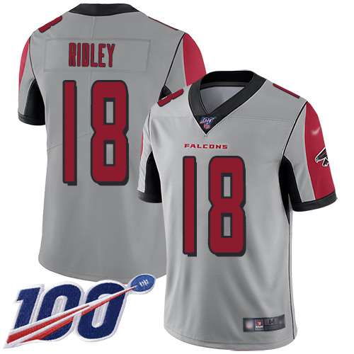 Falcons #18 Calvin Ridley Silver Men's Stitched Football Limited Inverted Legend 100th Season Jersey