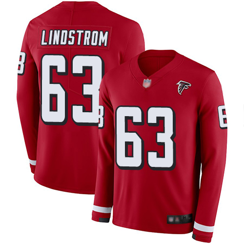 Nike Falcons #63 Chris Lindstrom Red Team Color Men's Stitched NFL Limited Therma Long Sleeve Jersey Nike Falcons #63 Chris Lindstrom Red Team Color Men's Stitched NFL Limited Therma Long Sleeve Jersey