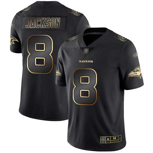 Ravens #8 Lamar Jackson Black/Gold Men's Stitched Football Vapor Untouchable Limited Jersey