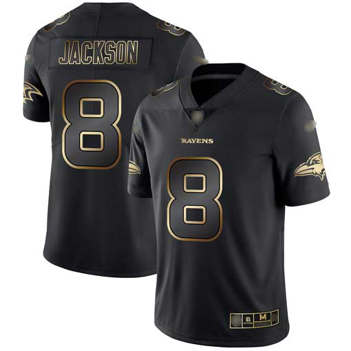 Ravens #8 Lamar Jackson Black/Gold Men's Stitched Football Vapor Untouchable Limited Jersey Ravens #8 Lamar Jackson Black/Gold Men's Stitched Football Vapor Untouchable Limited Jersey