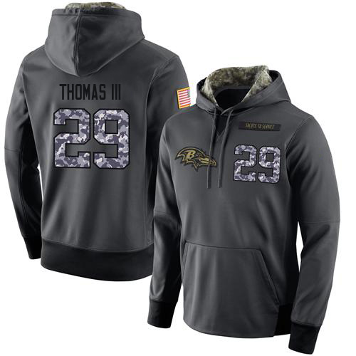 NFL Men's Nike Baltimore Ravens #29 Earl Thomas III Stitched Black Anthracite Salute to Service Player Performance Hoodie